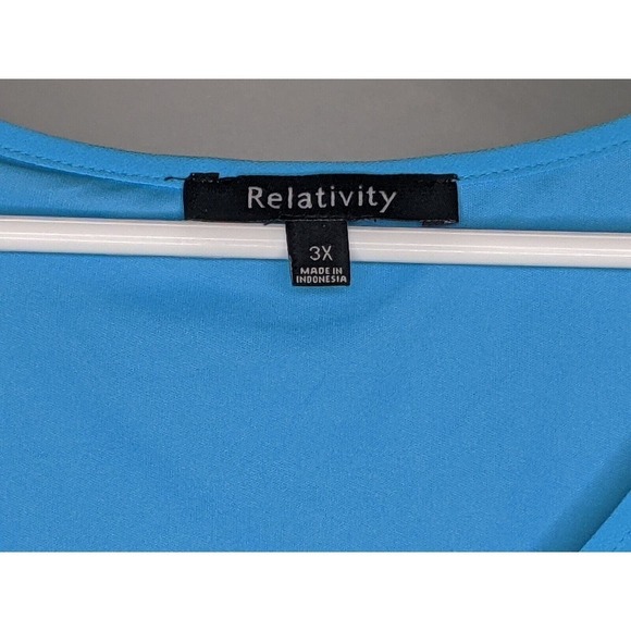 NEW Relativity Pleated Sleeveless Tunic Top Size 3X Turquoise Blue NEW - Picture 9 of 10